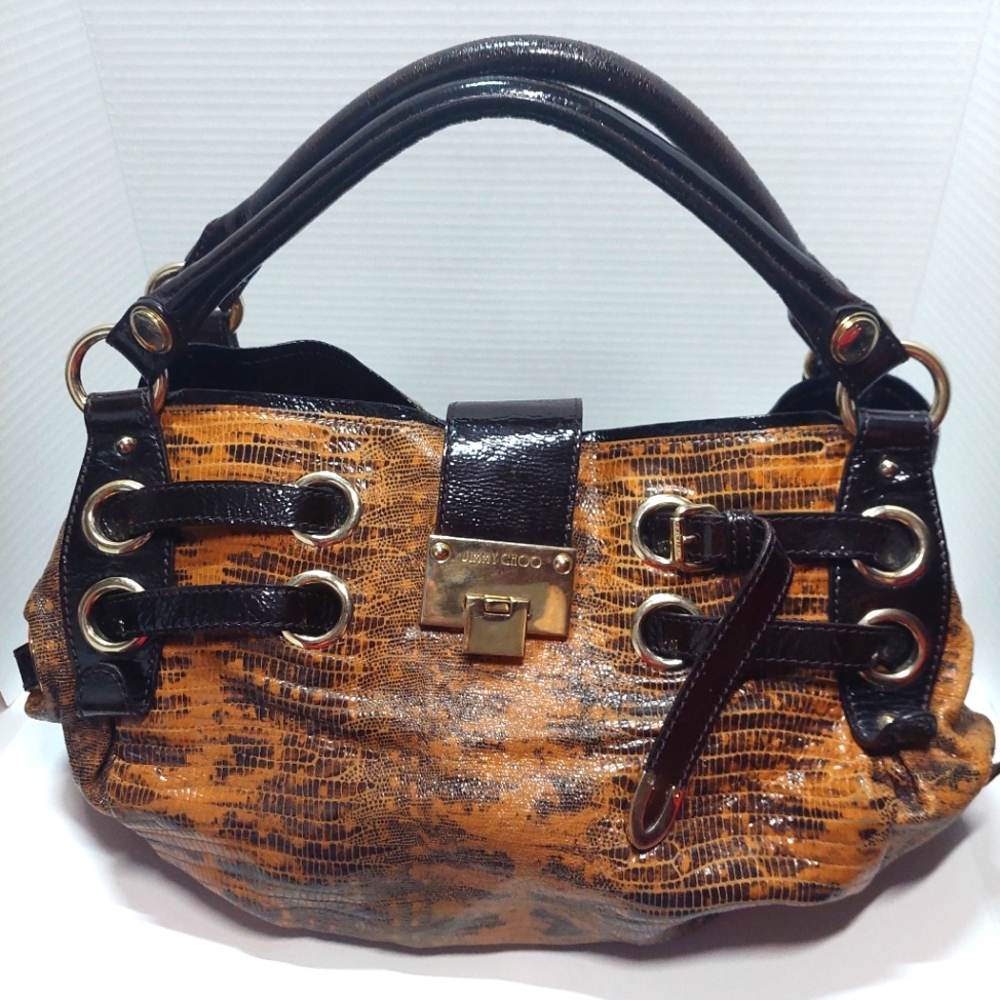 Jimmy Choo Riki Hobo Lizard Skin Bag